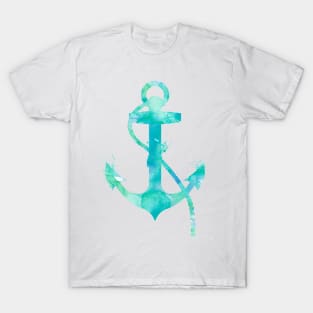 Turquoise Nautical Anchor Watercolor Painting T-Shirt